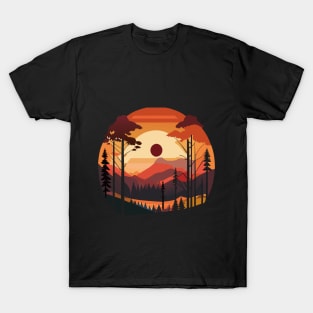 nchanting Forest Sunset: A Captivating Nature Painting T-Shirt